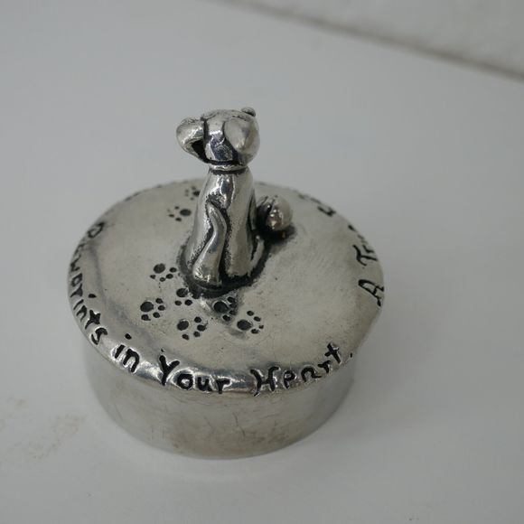 Pawprints on Your Heart Puppy Dog Keepsake Trinket Wish Box Pewter Basic Edition - Picture 7 of 10